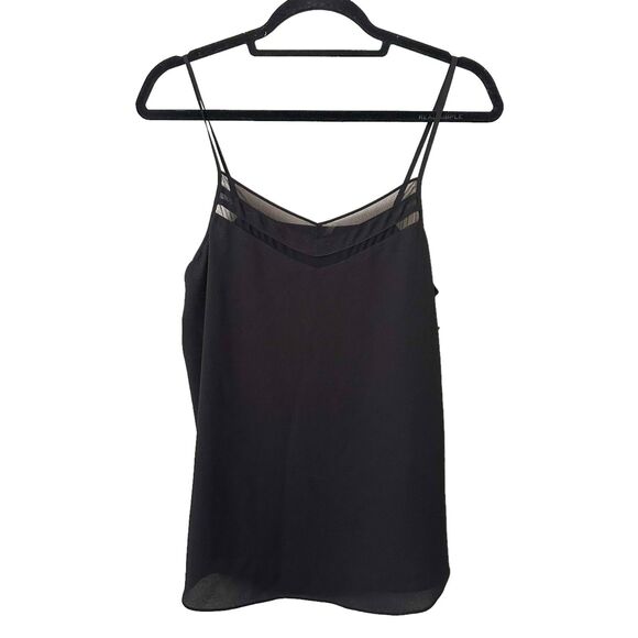 1 STATE Chiffon Trim Camisole Black NWT Sz Small - Picture 1 of 6